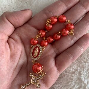 Elegant Red and Gold car rosary